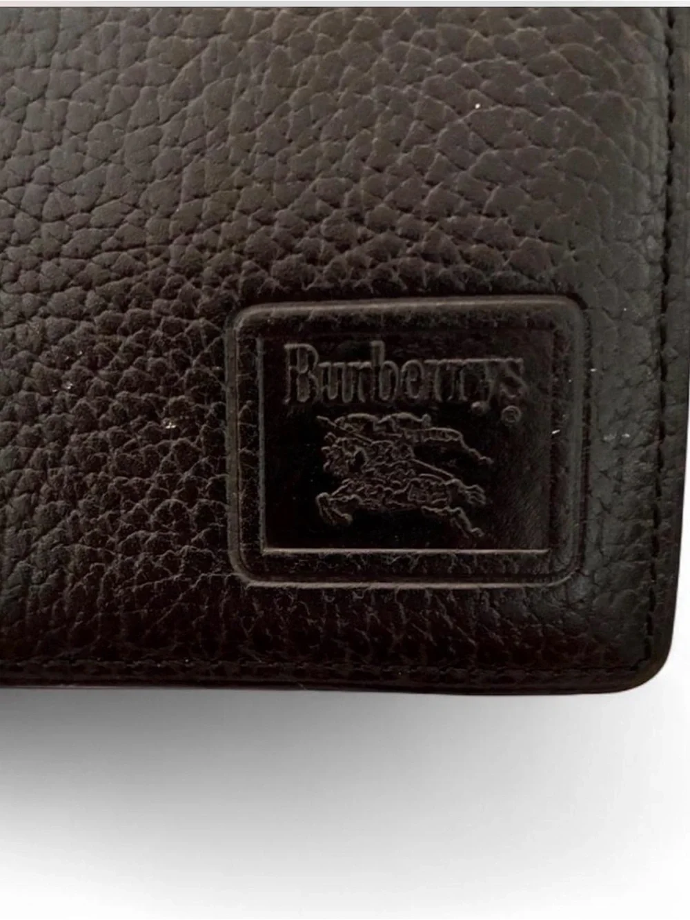 Vintage Burberrys Black Pebbled Leather Cardholder with Nova Check Lining - COA